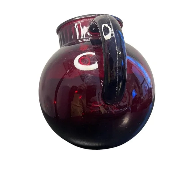 Vintage Royal Ruby Red Tilt Pitcher Anchor Hocking With Ice Lip 8" Tall - Picture 4 of 7